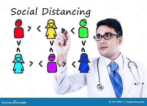 doctor drawing social distancing symbol stock image image  medicine