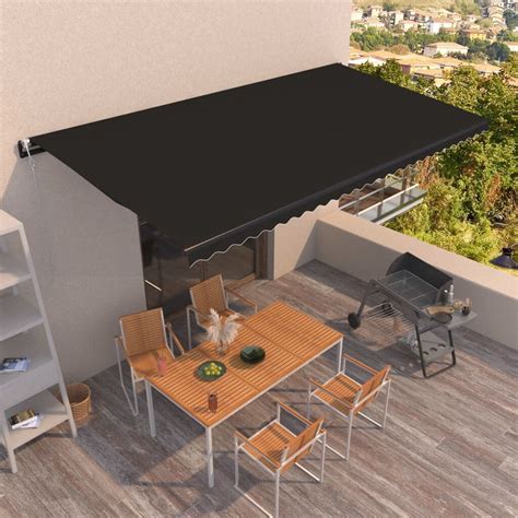vidaxl automatic retractable awning  cm anthracite balcony patio garden  onbuy
