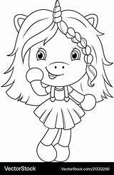Coloring Unicorn Baby Girls Cute Vector sketch template