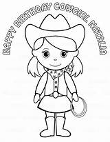 Cowgirl Coloring Pages Printable Western Birthday Drawing Party Pigtails Personalized Hat Childrens Favor Getcolorings Getdrawings Favorites Add Revisit Later Item sketch template