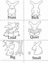 Opposites Coloring Pages Opposite Preschool Kids Printables Printable English Words Color Worksheets Worksheet Learning Game Little Crafts Activities Craft Bunny sketch template