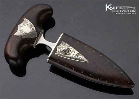 silva custom knife push dagger  wooden grip  sheath knife purveyor