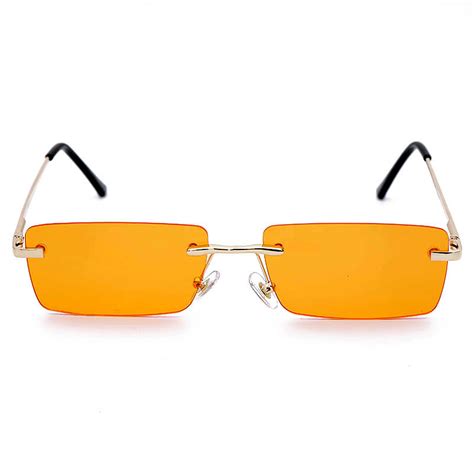 rectangle rimless sunglasses women square vintage sunglasses brand