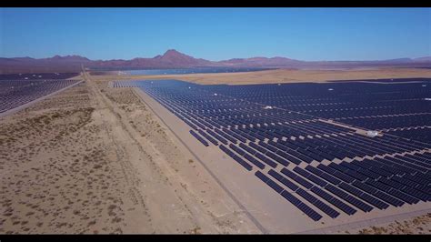 Drone Fly By Of Solar Farm Outside Of Las Vegas Vegas