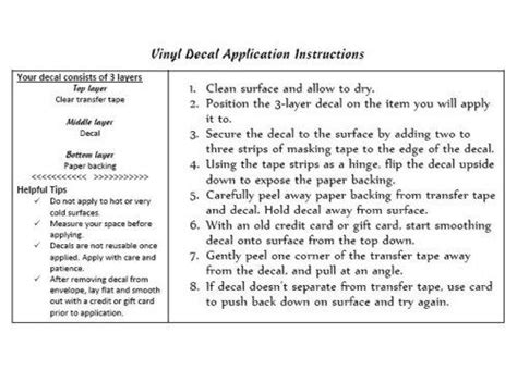 vinyl decal application instructions  printable printable vinyl