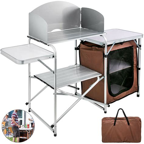 vevor camping kitchen table picnic cabinet folding cooking storage rack portable walmartcom