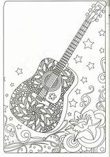 Coloring Pages Guitar Mandala Music Printable Sheets Adult Easy sketch template