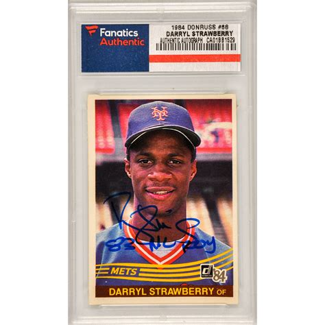 fanatics authentic darryl strawberry  york mets autographed  donruss rookie  card