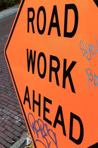 premium photo abstract road work  sign