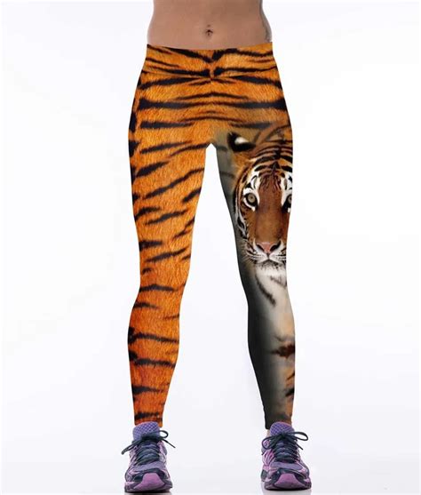 galaxy  print orange tiger women leggings high elastic leggins