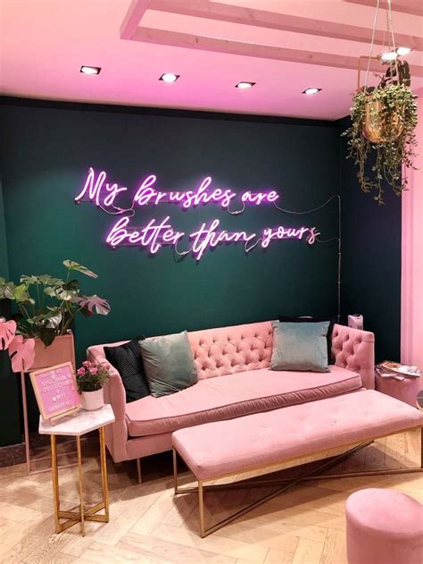 spectrum brushes shop  london uk pink  green interior