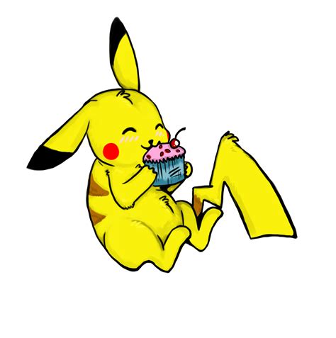 pikachu eating  cupcake  sekhmettt  deviantart