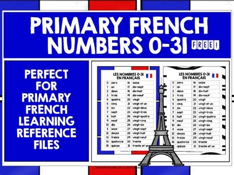 primary french numbers   reference list teaching resources