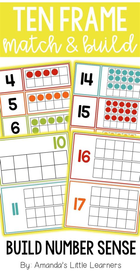 ten frame matching  building cards kindergarten math numbers ten