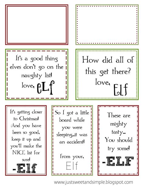 sweet  simple printable elf   shelf notes elf  shelf