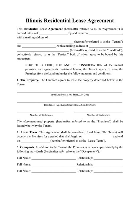 illinois residential lease agreement template fill  sign