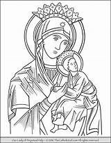 Coloring Mary Lady Catholic Perpetual Pages Help Virgin Guadalupe Color Drawing Kids Rosary Drawings Adult Fatima Thecatholickid Holy St Jesus sketch template