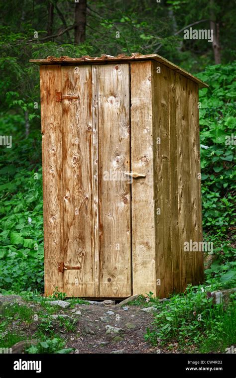 rustic  wooden toilet   forest stock photo alamy