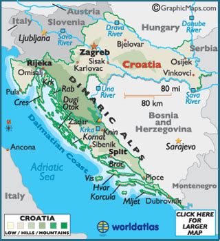 croatia map geography  croatia map  croatia worldatlascom