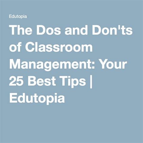 The Dos And Don Ts Of Classroom Management Your 25 Best Tips