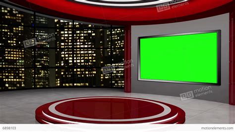 news tv studio set  virtual green screen background loop stock video footage