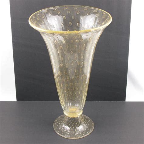 Large Italian Art Glass Murano Avventurina Sculptural Vase
