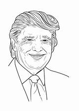 Coloring Pages Presidents Trump Donald Draw sketch template