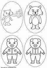 Pigs Little Three Puppets Stick Preview Teacherspayteachers sketch template