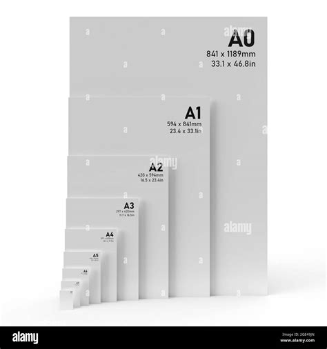 International A Series Paper Size Formats From A0 To A8 With Black