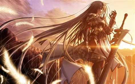 anime warrior girl hd wallpaper