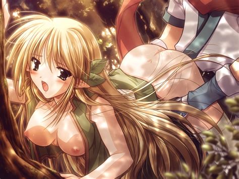 Rule 34 Ass Blonde Hair Blush Breasts Elf Forest Long Hair Open Mouth