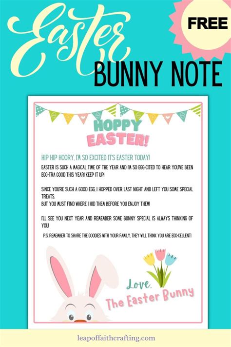 cute  easter bunny note printable letter  leap  faith crafting
