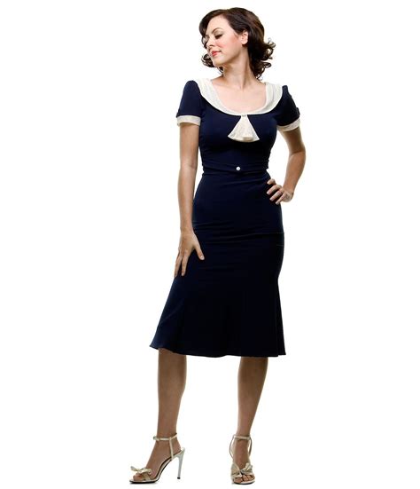 best seller stop staring 1940s style navy ivory railene dress 10951