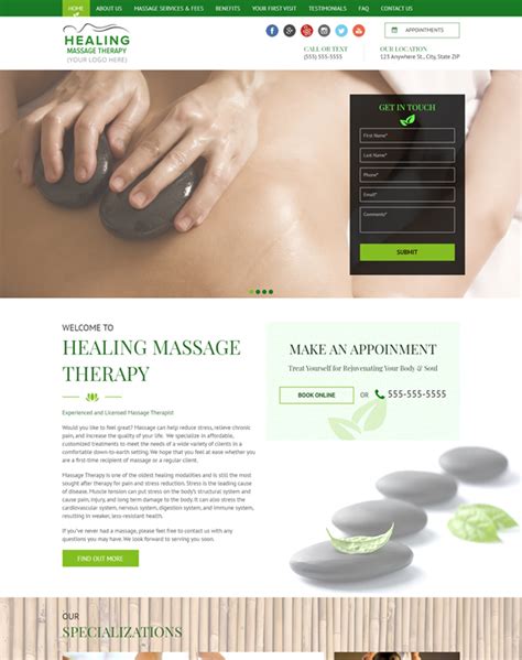 massage therapy website design massage therapy website