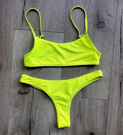 summer bathing suit 2019 beach neon bikini set women sexy micro push up