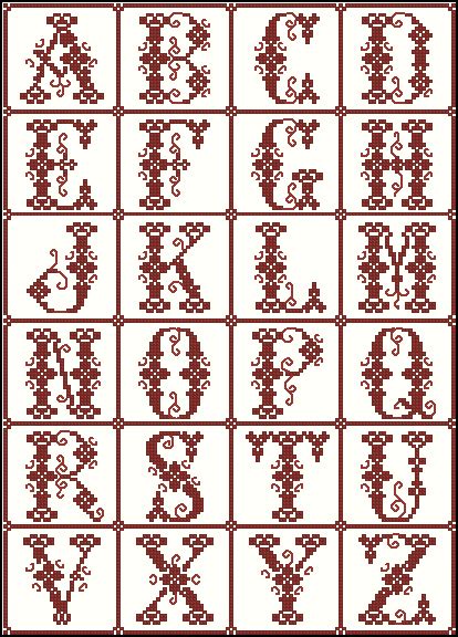 golden light designs  alphabet cross stitch chart