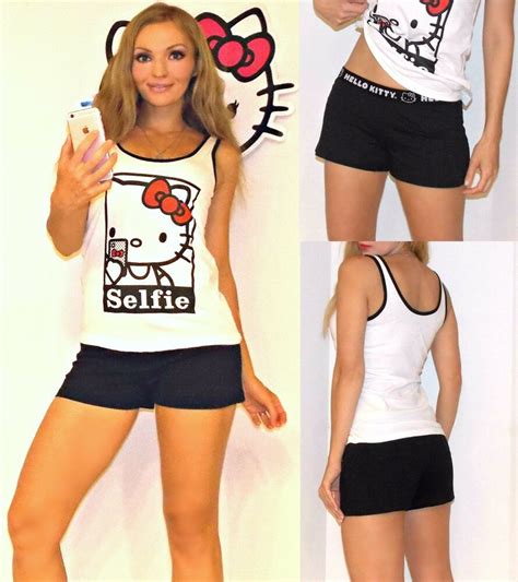 nwt sanrio hello kitty selfie shorts and top pajamas l