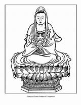 Coloring Pages Guanyin Goddesses Above Sample sketch template