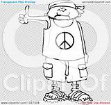 Hitchhiker Bandana Sandals Peace Shorts Wearing Male Shirt Illustration Cartoon sketch template