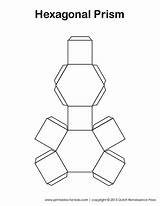 3d Shape Templates Printable Hexagonal Shapes Hexagon Prism Paper Cut Make Template Nets Pdf Math Area Models Polymer Clay Model sketch template
