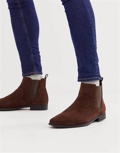 asos design chelsea boots  brown faux suede asos