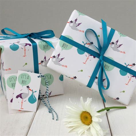 baby boy gift wrap    blue owl notonthehighstreetcom