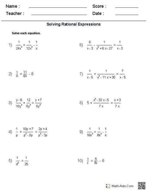 solving radical equations worksheet rational expressions simplifying