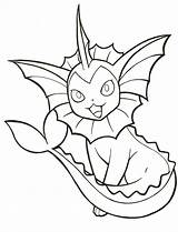 Vaporeon Coloring Pokemon Eevee Pages Lineart Template sketch template