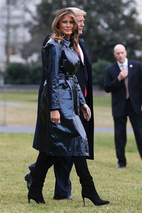 Melania Trump Wears ’90s Inspired Leather Trench Coat With