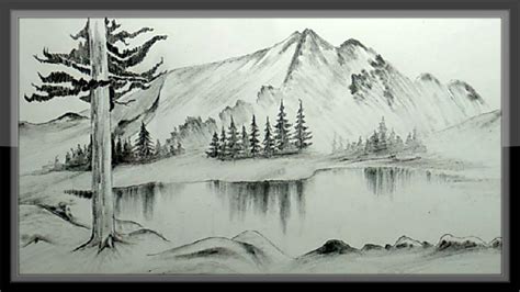 easy pencil drawing mountain landscape scenery step  step youtube