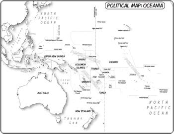 oceania political map labeled coloring book series   human