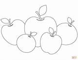 Apples Coloring Five Pages Drawing sketch template