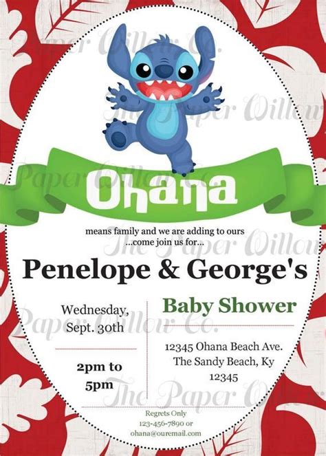 stitch baby shower invite lilo  stitch diy printable invitation baby