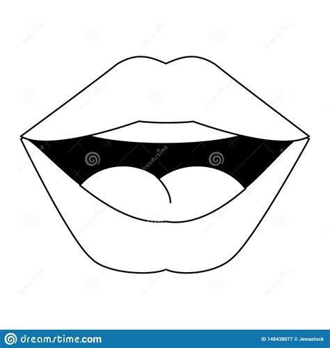 women lips cartoon isolated in black and white stock vector